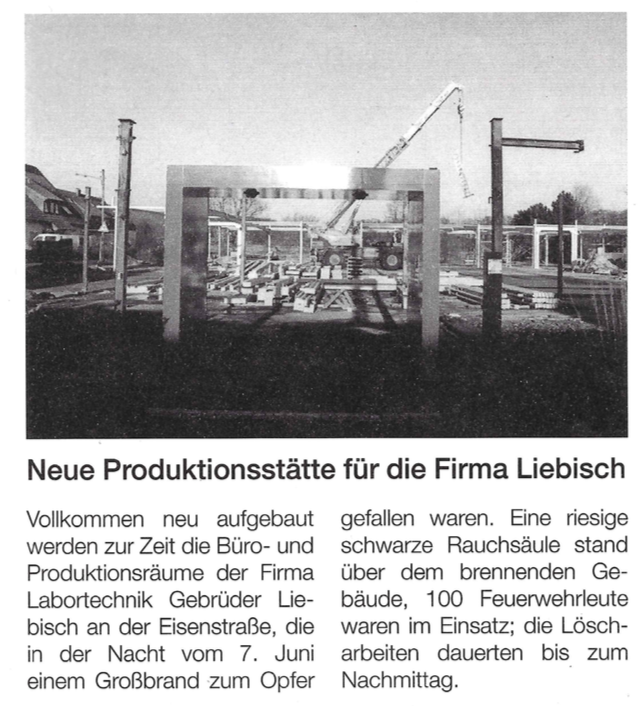 Liebisch Firmenbrand 1996 in der Queller Tageszeitung 