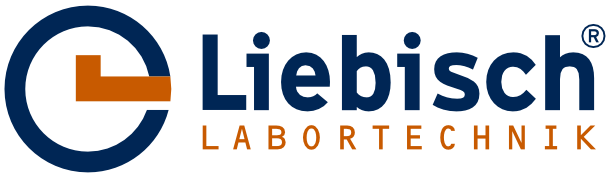 Liebisch Labortechnik Logo – blau-orangenes Firmenlogo mit stilisiertem L und Schriftzug 'Liebisch Labortechnik', Anbieter für Labortechnik und Laborgeräte