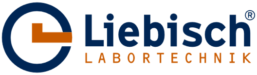 Liebisch Labortechnik Logo – blau-orangenes Firmenlogo mit stilisiertem L und Schriftzug 'Liebisch Labortechnik', Anbieter für Labortechnik und Laborgeräte