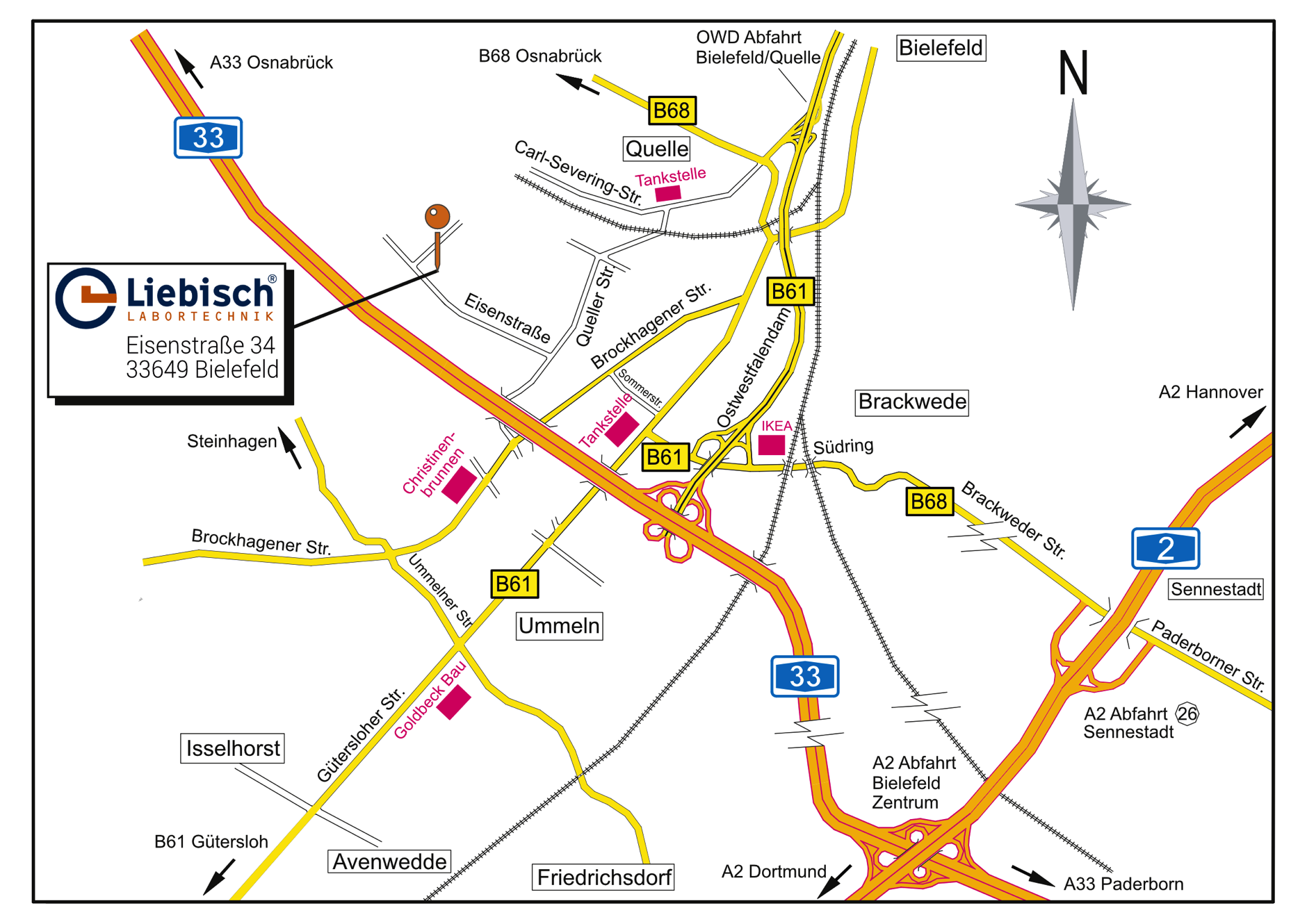 Ihr Weg zu Liebisch, die Wegbeschreibung in der Version 2018.